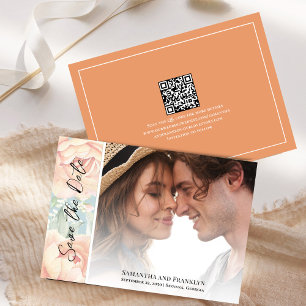 Elegant Wedding Photo Floral Watercolor Save The Date