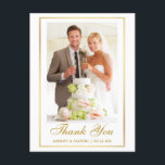 Elegant Wedding Photo Gold Frame Thank You Postcard<br><div class="desc">Elegant Wedding Photo Gold Frame Thank You Postcard</div>