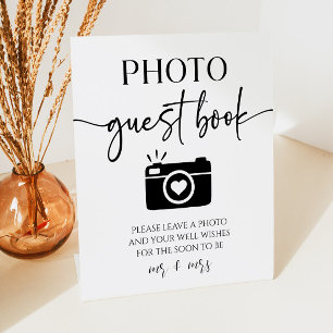 Elegant Wedding Photo Guest Book Table Pedestal Sign