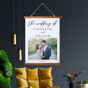 Elegant Wedding Photo Newlywed Couple Hanging Tapestry