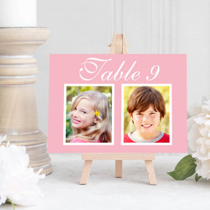 Elegant Wedding Photo Pink Table Number