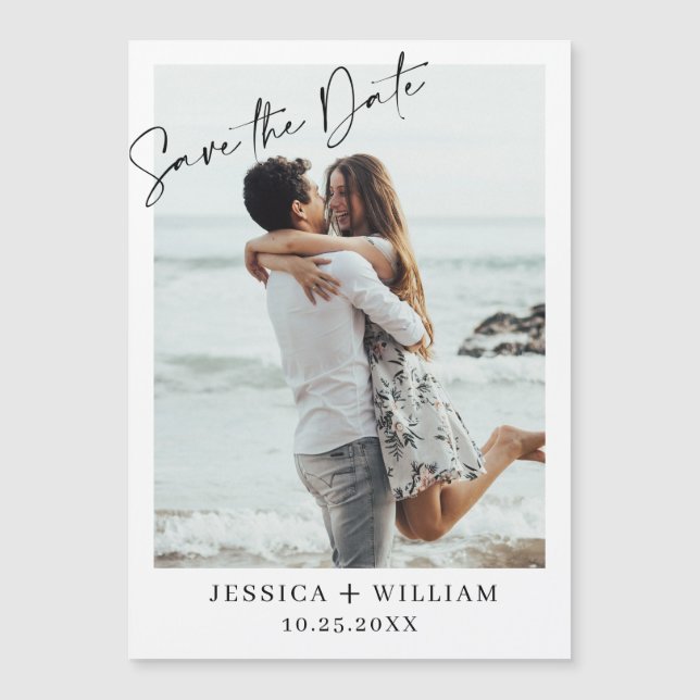 Elegant Wedding PHOTO Save the Date Magnetic Card (Front)