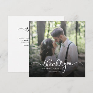 Elegant Wedding Photo Script Thank You Card
