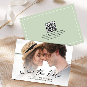 Elegant Wedding Photo Simple Green Save The Date