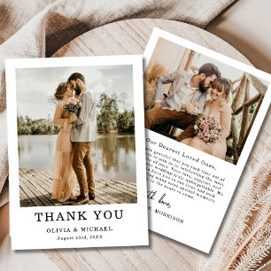Elegant Wedding Photo Simple Script Thank You Card