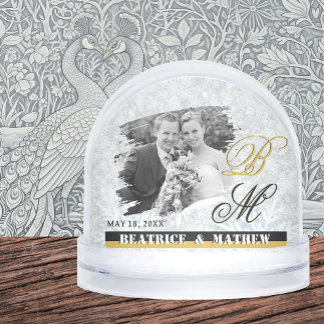 Elegant Wedding Photo Snow Globe, Anniversary Snowglobe