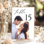 Elegant Wedding Photo Table Number<br><div class="desc">Transform your reception tables into a celebration of your journey with our Elegant Photo Wedding Table Number cards! Each table number combines modern calligraphy and minimalist elegance with a cherished photo, creating a unique, personalised experience at every table. These one-of-a-kind cards add a heartfelt, unforgettable touch to your decor, making...</div>