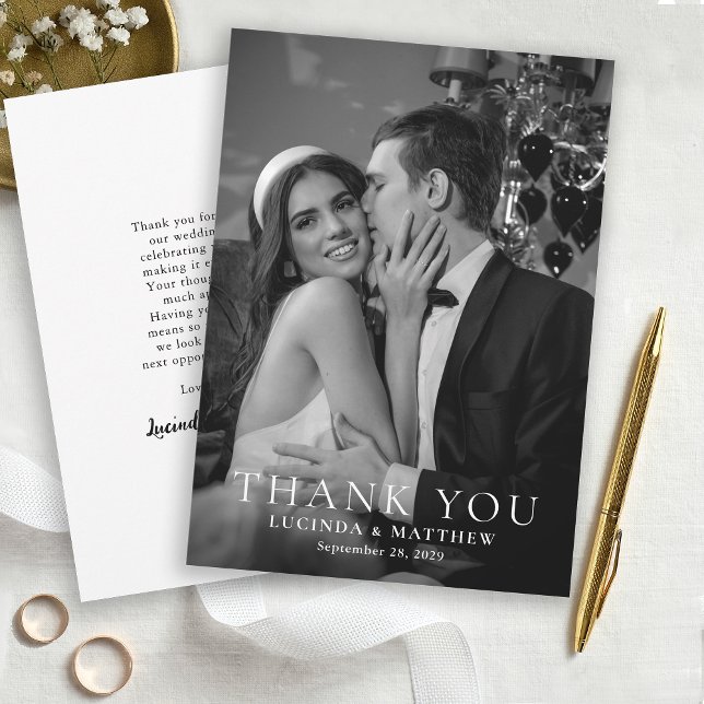 Elegant Wedding Photo Thank You (Thank You cards with elegant styling.)