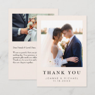 Elegant Wedding Photo Thank You Card Custom