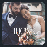 Elegant Wedding Photo Thank You Favour Square Sticker<br><div class="desc">Elevate your wedding favours with our Elegant Wedding Photo Thank You Favour Square Sticker. This sophisticated design,  featuring your favourite photo and a heartfelt "thank you" ,  adds a touch of class and personalisation to your special day.</div>