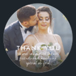 Elegant Wedding Photo Thank You Favour Stickers<br><div class="desc">Add a personal touch to your wedding favours with our Elegant Wedding Photo Thank You Favour Stickers. These customisable stickers feature your favourite wedding photo paired with a "Thank You" and a short message, creating a stylish and heartfelt way to show appreciation to your guests. Perfect for sealing favour bags,...</div>