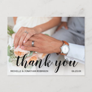 Elegant Wedding Photo Thank You Holiday Postcard