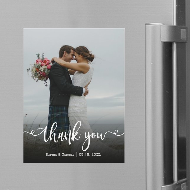Elegant Wedding Photo Thank You Magnetic Card (Creator Uploaded)