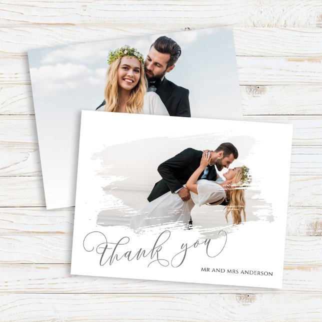 Elegant Wedding Photo Thank You Script  Card (Wedding Thank you Card photo card.)
