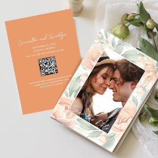 Elegant Wedding Photo Watercolor Floral Save The Date
