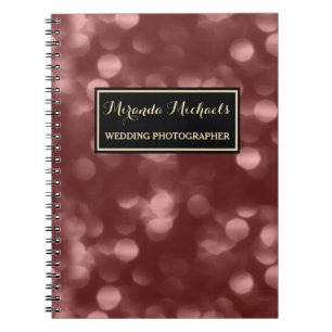 Elegant Wedding Photographer Glamourous Brown Boke Notebook