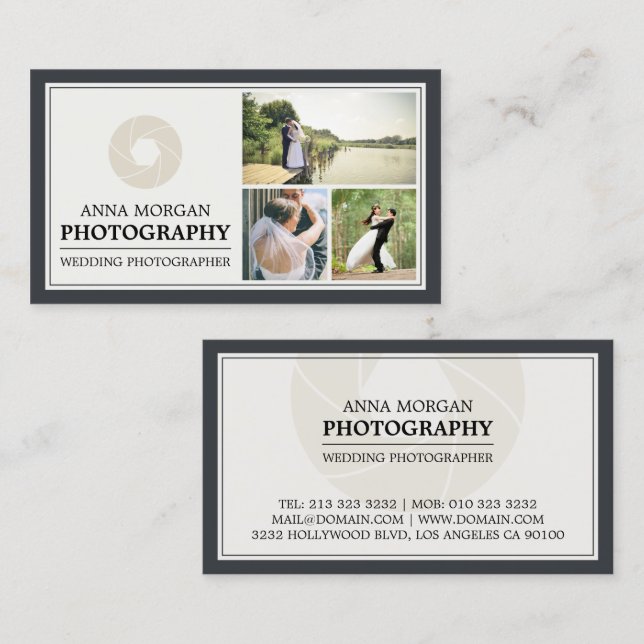 Elegant Wedding Photographer Photography Business Card (Front/Back)