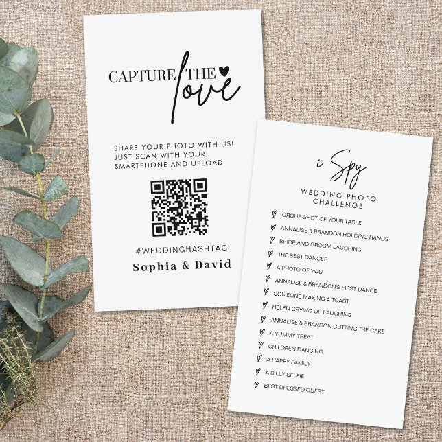 Elegant Wedding Photos Capture The Love QR Code Enclosure Card (Creator Uploaded)