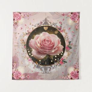 Elegant Wedding Pink Rose Mural #5 Tapestry