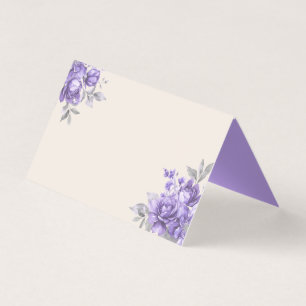 Elegant Wedding Place Card Purple Floral Blank