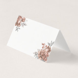 Elegant Wedding Place Card Rose Gold Floral Blank