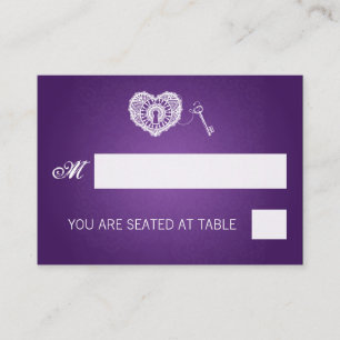 Elegant Wedding Placecards Key To My Heart Purple