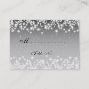 Elegant Wedding Placecards Winter Sparkle Black