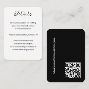 Elegant Wedding Plain Simple QR Code Enclosure Card