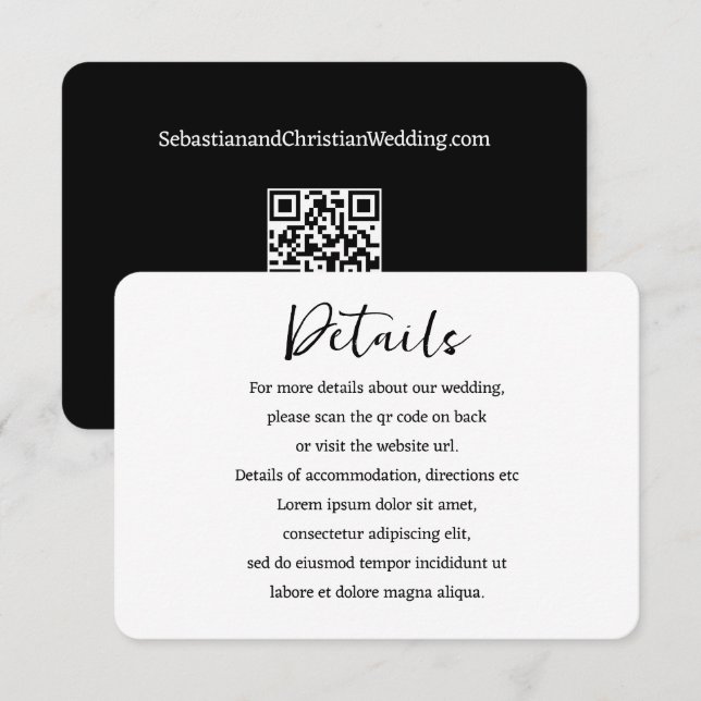 Elegant Wedding Plain Simple QR Code Enclosure Card (Front/Back)