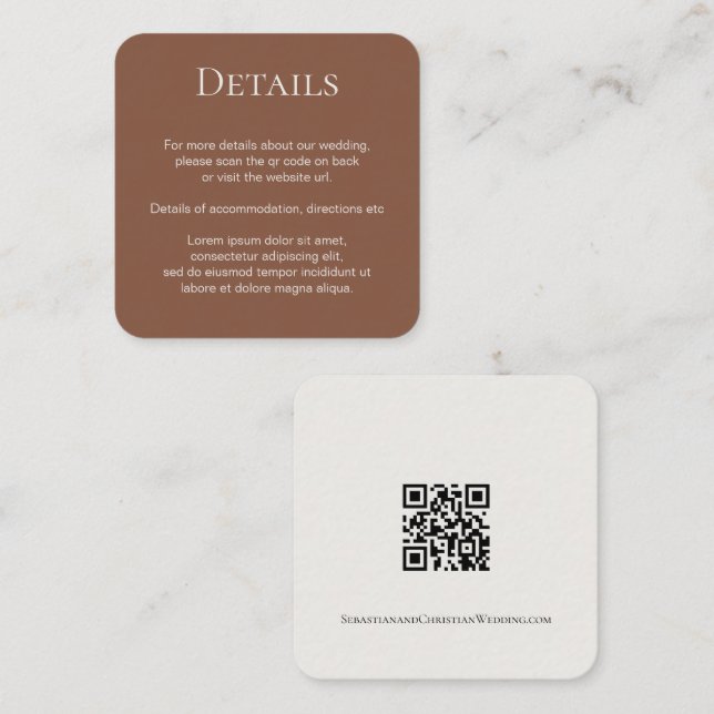 Elegant Wedding Plain Simple QR Code Enclosure Card (Front/Back)