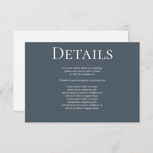 Elegant Wedding Plain Simple QR Code Enclosure Card (Front/Back)
