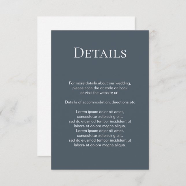 Elegant Wedding Plain Simple QR Code Enclosure Card (Front/Back)