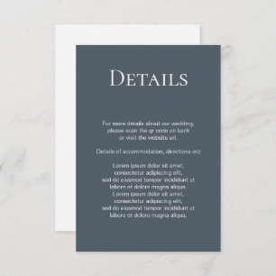Elegant Wedding Plain Simple QR Code Enclosure Card