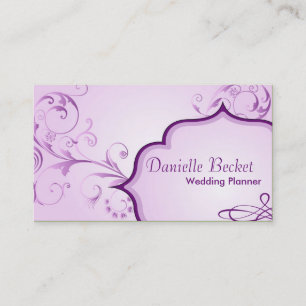 Elegant Wedding Planner Business Card Pink Swirls