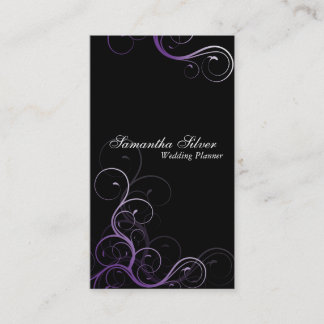 Elegant Wedding Planner Business Card Purple Swirl