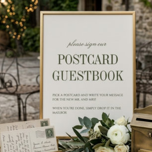 Elegant Wedding Postcard Guestbook Sign