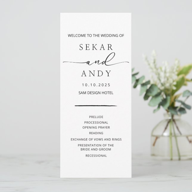Elegant wedding program (Standing Front)