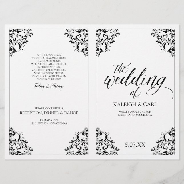 Elegant Wedding Program Booklet - Nadine (Black) (Front)