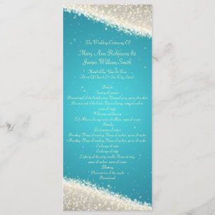 Elegant Wedding Program Dazzling Sparkles Turquois Programme
