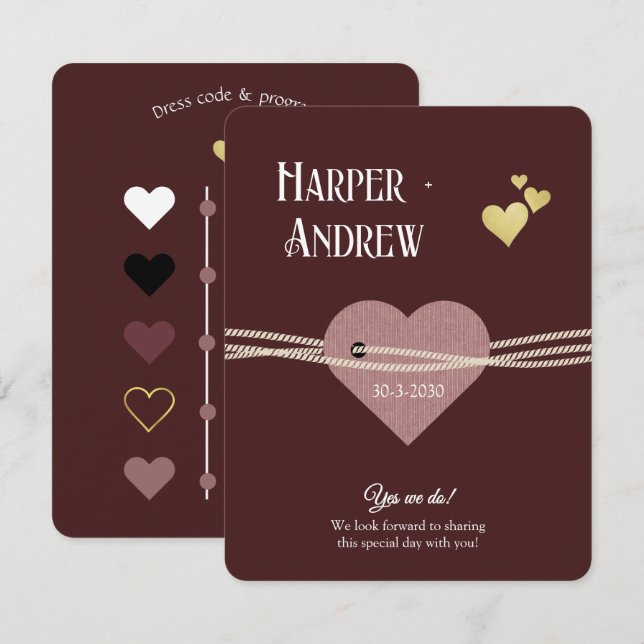 Elegant Wedding Program/ Dress Code Card  (Front/Back)