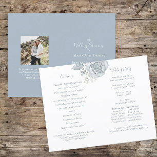 Elegant Wedding Program Dusty Blue Floral