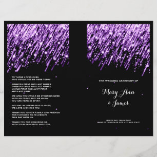 Elegant Wedding Program Falling Stars Purple