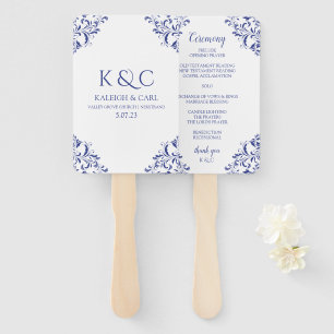 Elegant Wedding Program Fans Vintage -Royal Blue