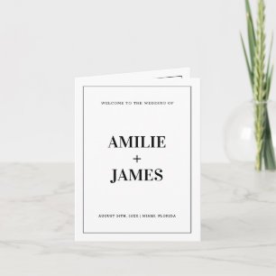 Elegant Wedding Program Folded Minimalist Wedding Card