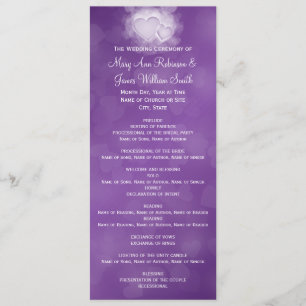 Elegant Wedding Program Modern Hearts Purple Programme