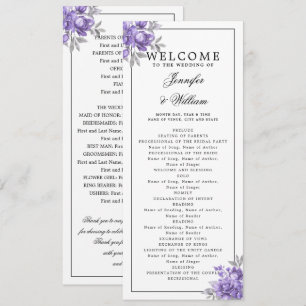 Elegant Wedding Program Purple Rustic Floral Invitation