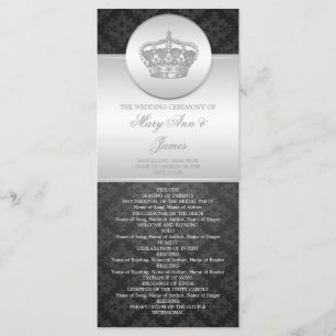 Elegant Wedding Program Royal Crown Black Programme