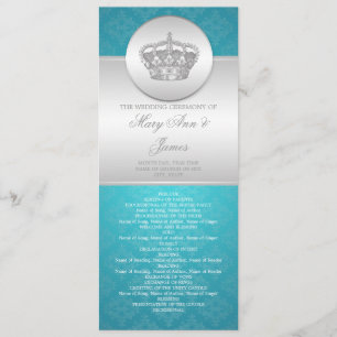 Elegant Wedding Program Royal Crown Blue Programme