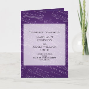 Elegant Wedding Program Sheet Music Purple Programme