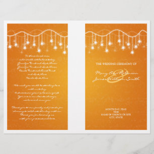 Elegant Wedding Program Shimmering Stars Orange